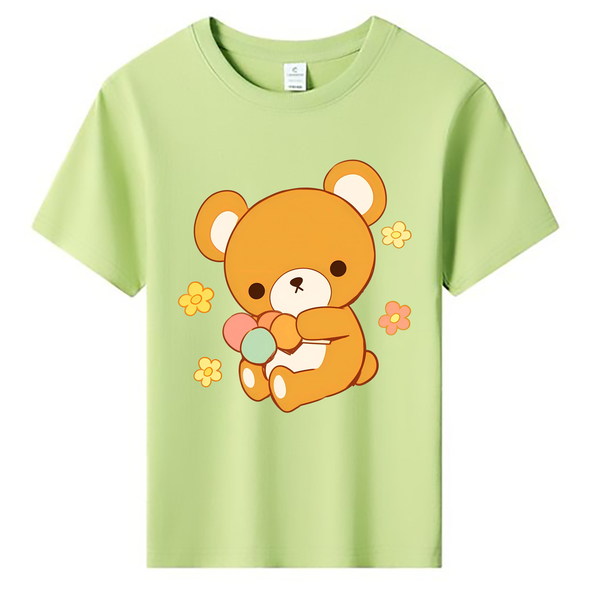 （画像用） リラックマ リラックマ キイロイトリ Rilakkuma Korilakkuma Kiiroitori 綿100％キッズTシャツ（フロントプリント）